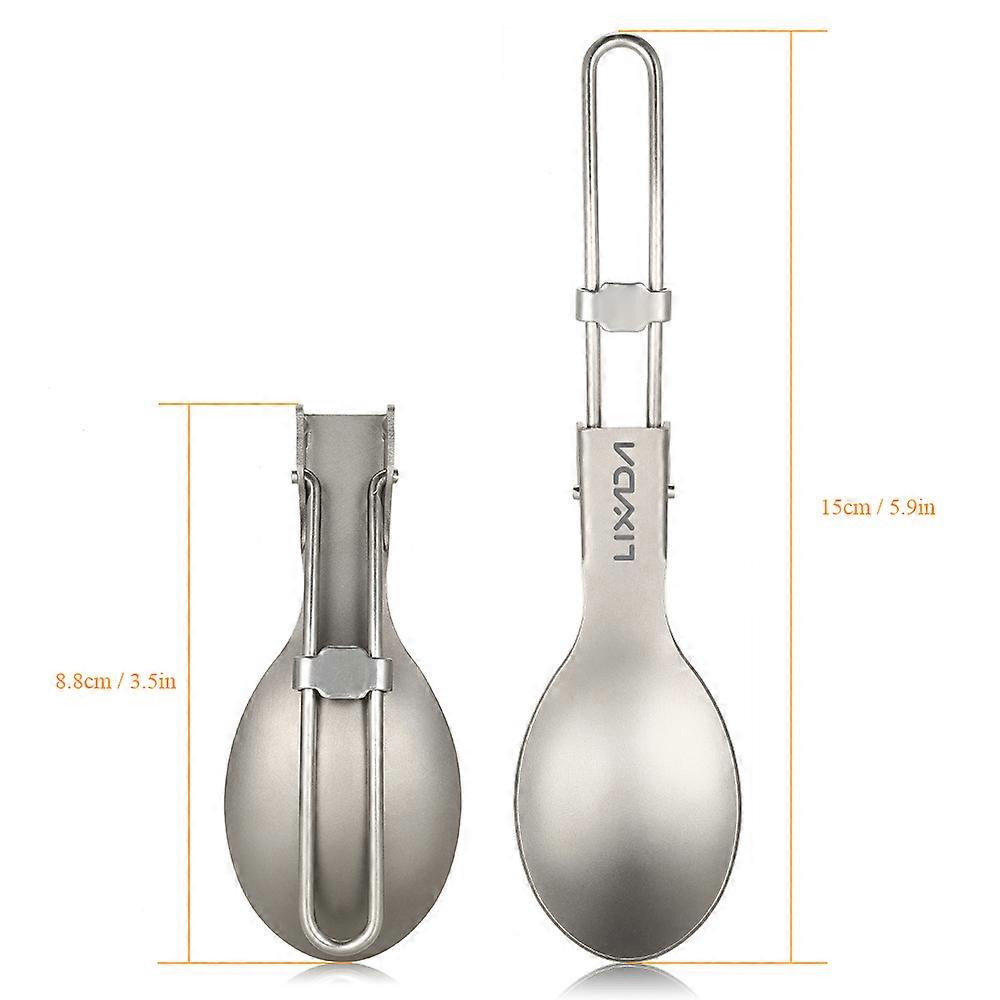 Lixada Folding Titanium Spoon Lightweight Outdoor Dinner Spoon Flatware for Travel Camping