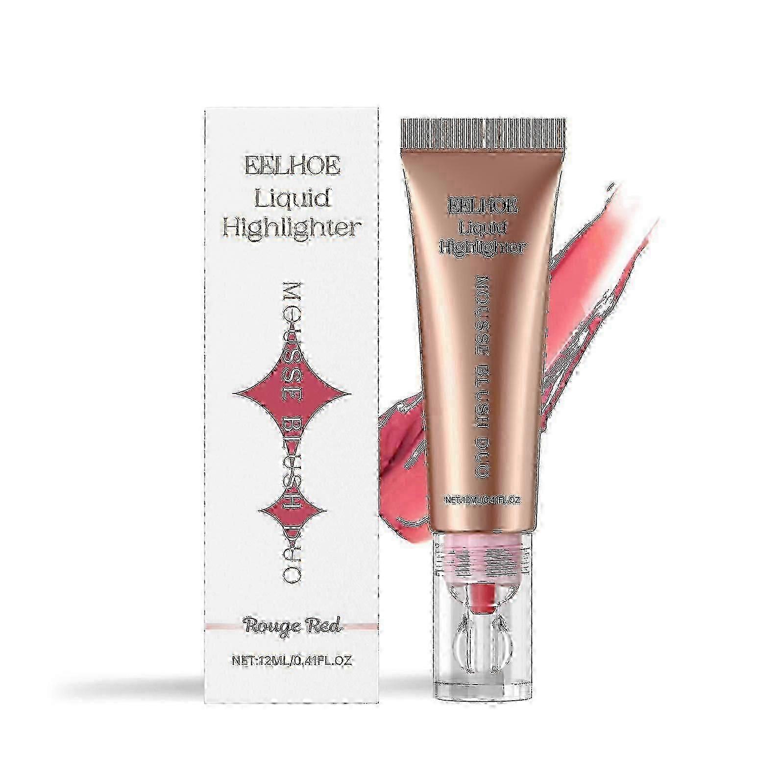 Liquid Highlighter Blush Cream (Carmine) Natural Lightweight Matte Toning Highlighter Multi-Functional Facial Blush Cream