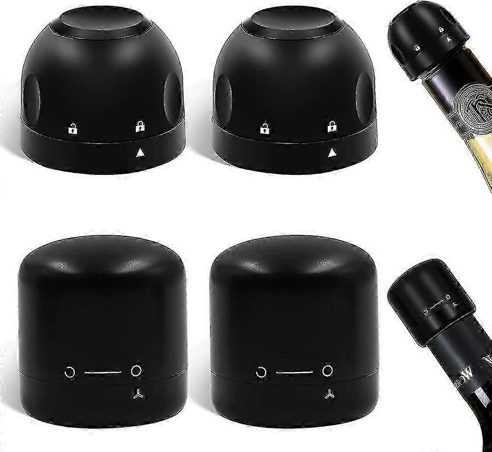 4pcs Silicone Wine & Champagne Stoppers - Reusable Bottle Sealers with Twist Lock