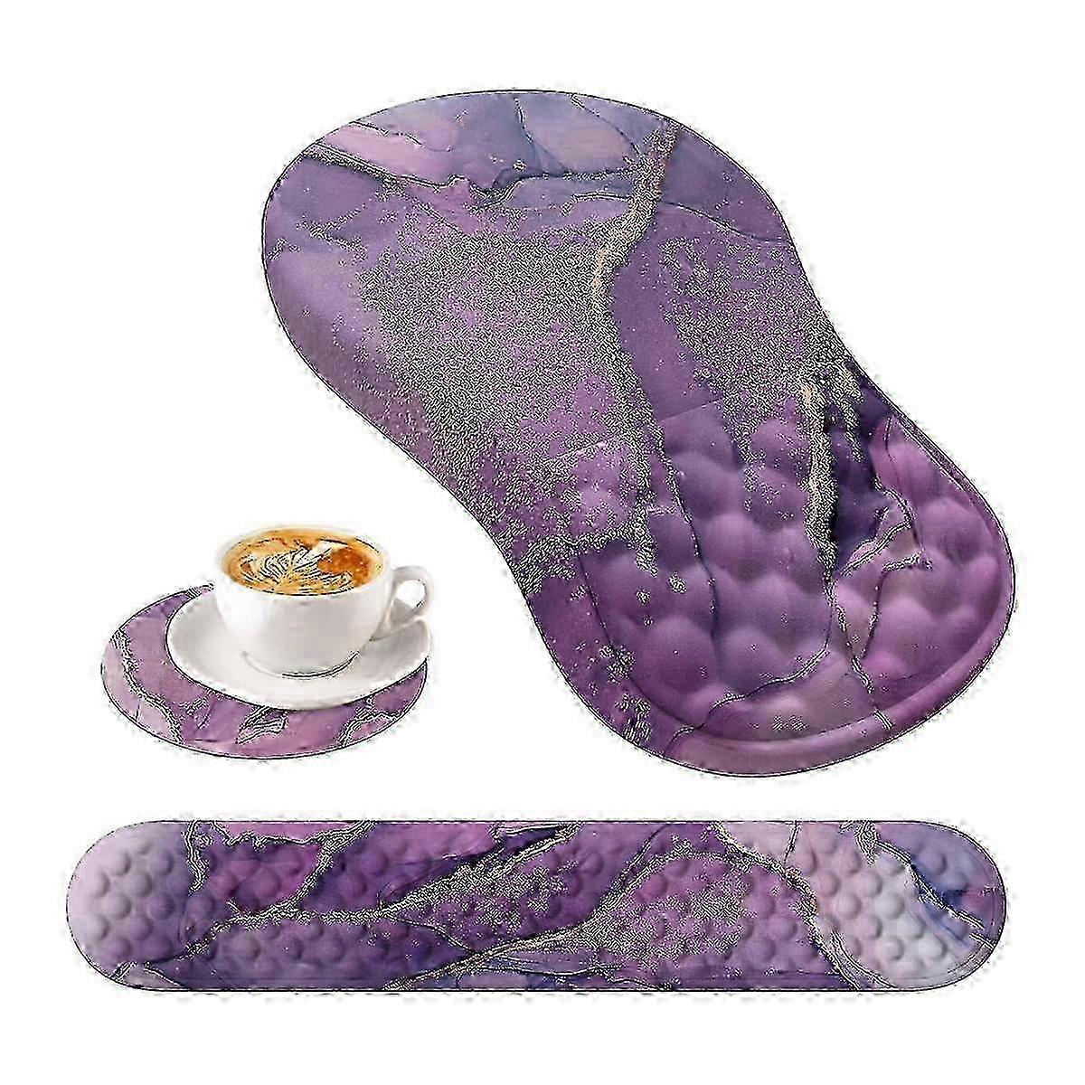 3PC Mouse Pad Set with Wrist Rest & Coaster for Home Office Desk