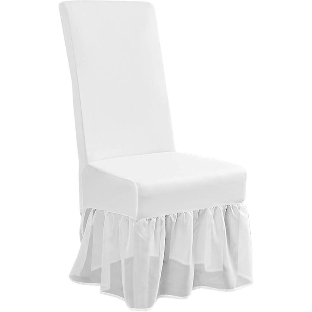 Stretchable White Chair Cover Elastic Skirt Slipcover for Home, Hotel, Banquet, Wedding & Kitchen Use Soft, Wrinkle Resistant Dining Chair
