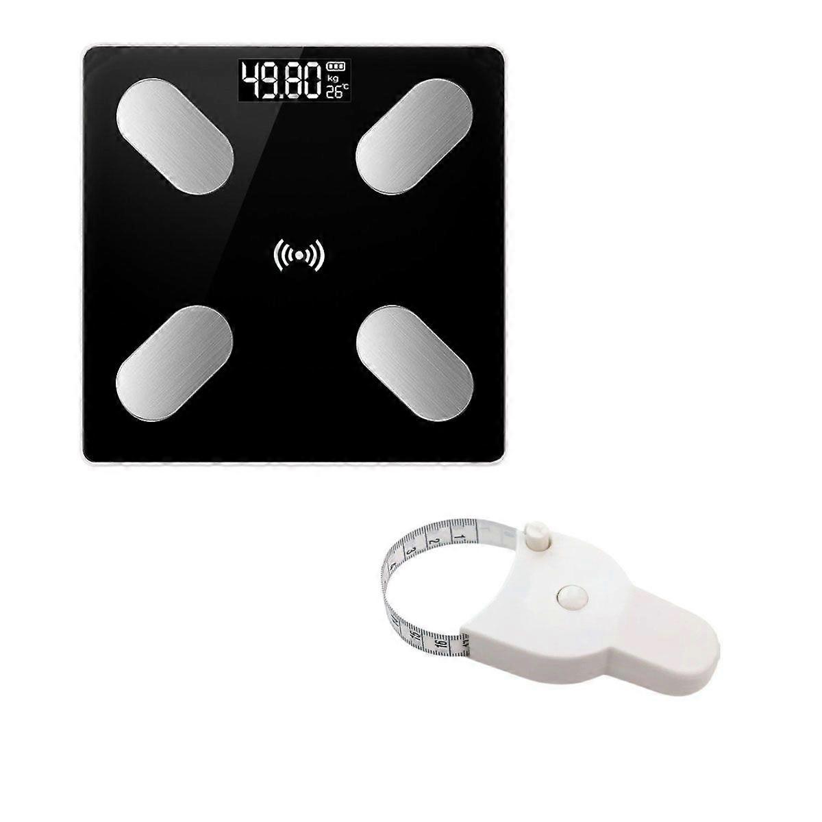 Digital Bathroom Scale, Slim Body Scale with High Precision Sensor, Smart Scale with Stepping Technology, Black