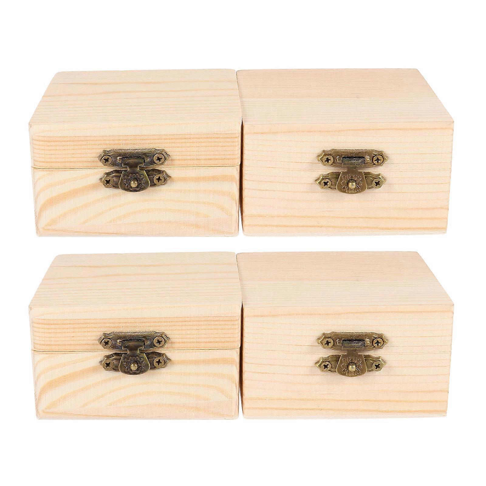 Beige Small Jewelry Storage Box Made of Plastic for Home Use and Gift Packing 4 Pieces