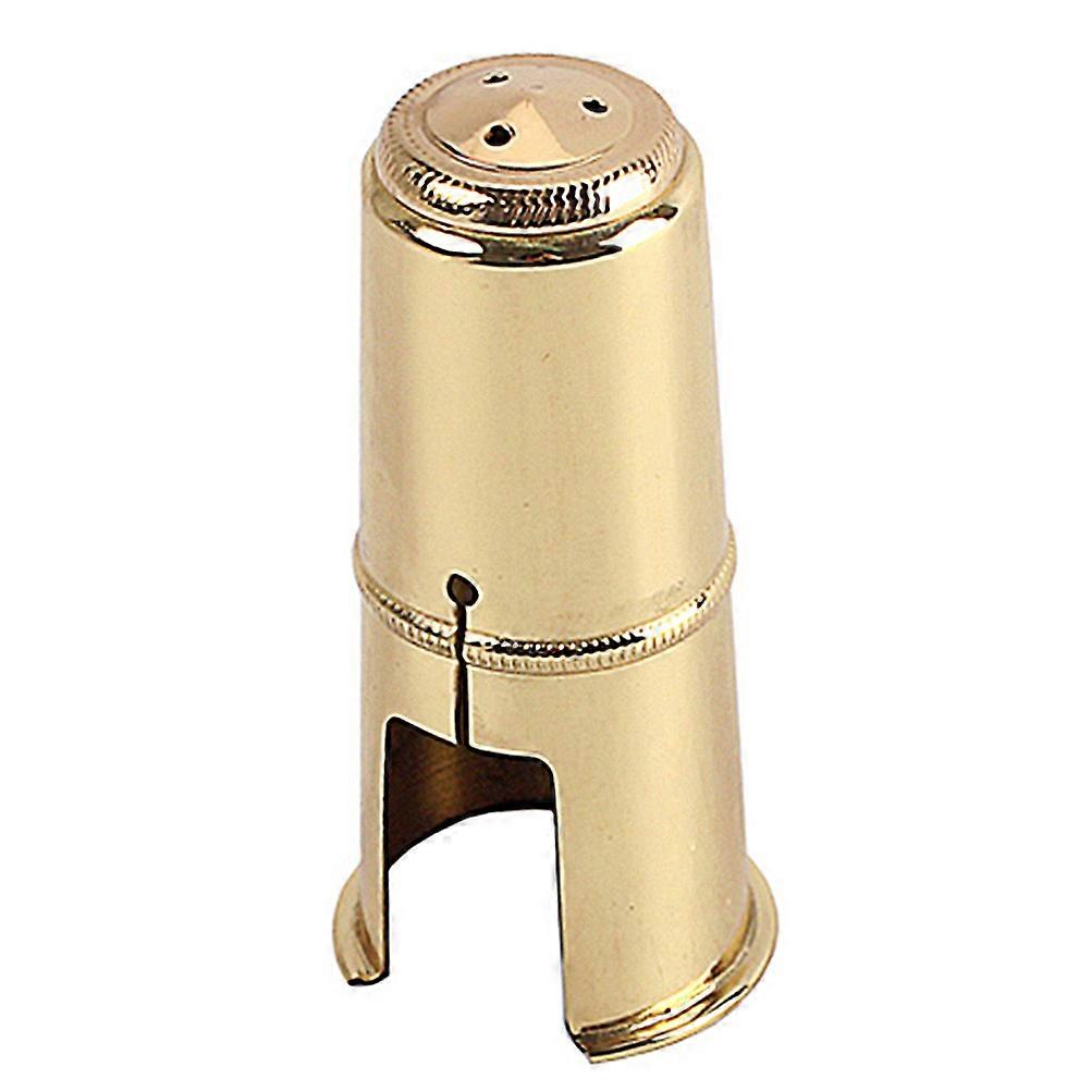 Saxophone Mouthpiece Accessories Metal Alto Saxophone Protective Cap for Music Practice Cylindrical Shape Golden 1Set