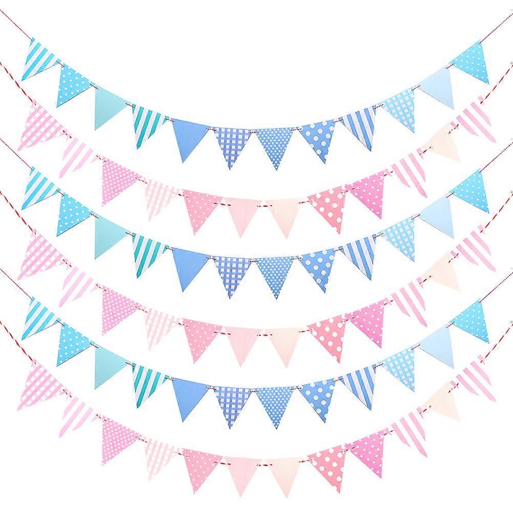 Party Banner Pennant Flag Banner with Assorted Colors for 6Pcs Party Decorations