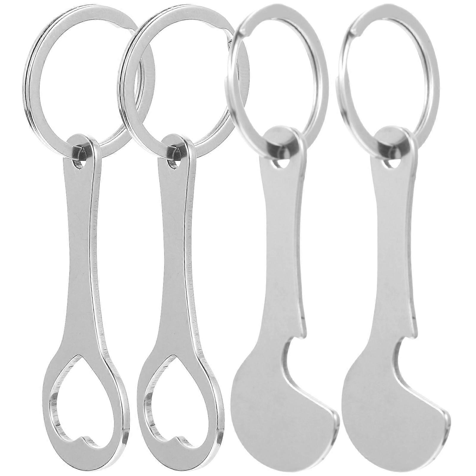 Metal Trolley Tokens Keychain Oval Shape Smooth Surface General Users 6x2.5x0.5cm 4Pcs