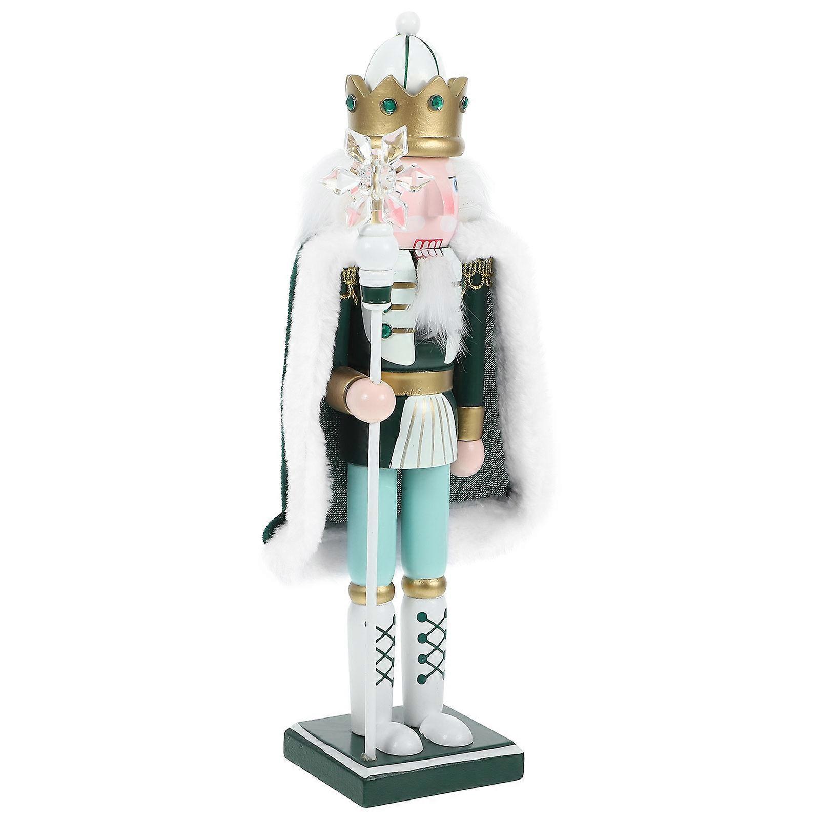 Unique Nutcracker Figurine Small Wooden Nutcracker with Cape for Party Table Decoration present Friends and Family Green 30.00X7.50X6.50CM 1Pack