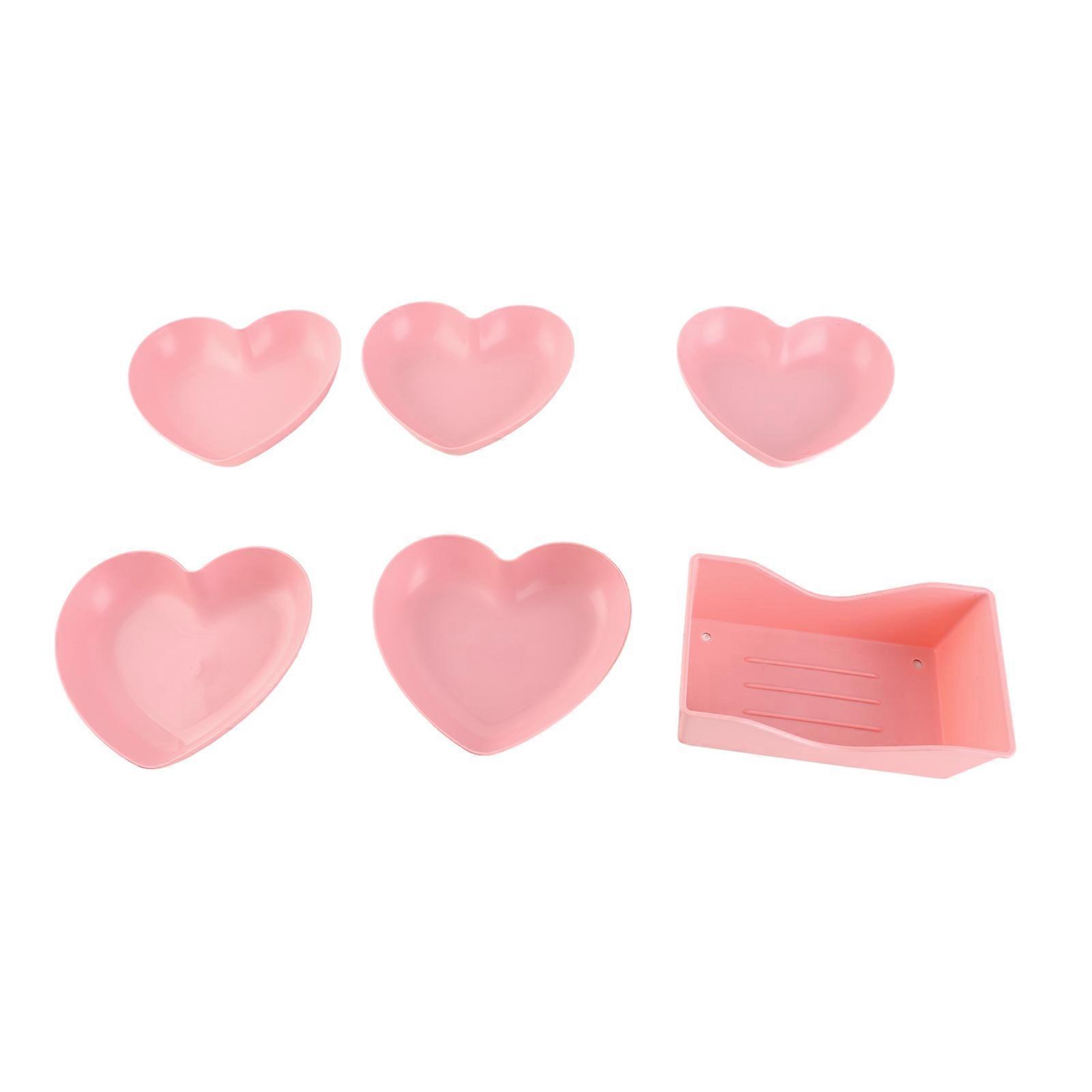 Heart Shaped Serving Plate, Plastic Dinner Plate, Easy to Clean, Versatile Kitchen Tableware for Party, Gathering, Wedding, 5 Trays with Stand