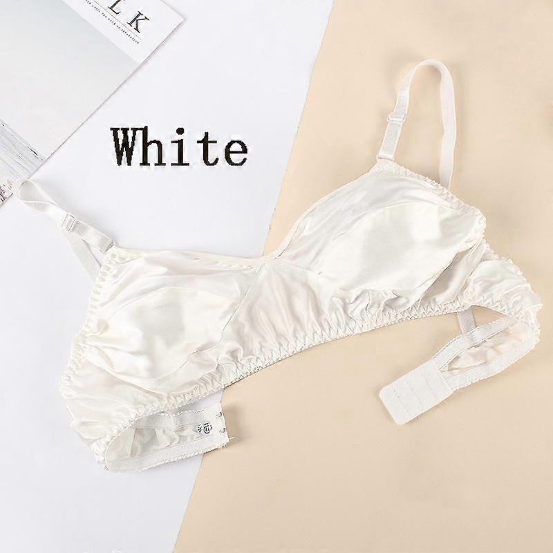 Women's Glossy Mulberry Silk Bras Wireless Underwear Ultrathin Silk Bra Comfortable Double-sided