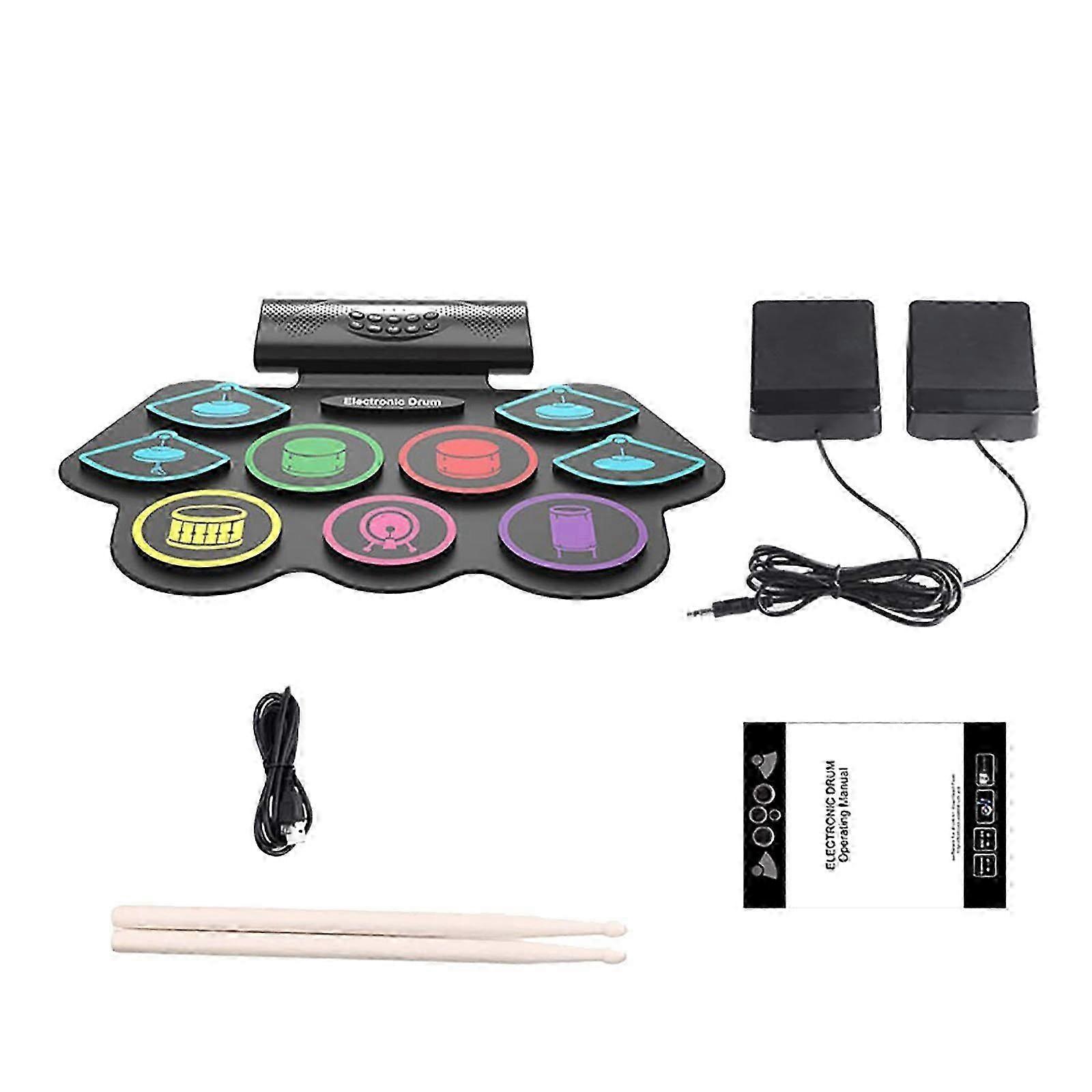 Roll Up Drum Practice Pad Midi Drum Kit Digital Drum Pad With Drum Sticks 12 Hours Playtime Kids Children Beginners
