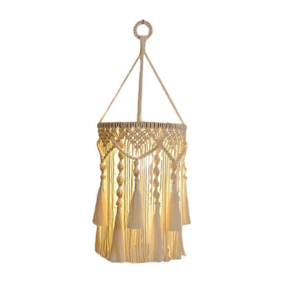 Boho Lampshade, Handmade Macrame Pendant Light, Bohemian Style Ceiling Fixture, Plug-In Design, 12 Inch Size