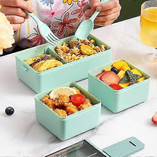 1400ML Double Plastic Lunch Box Three compartments Sealed Avoid Food Mixing Perfect Meal Match Microwave Lunch Box