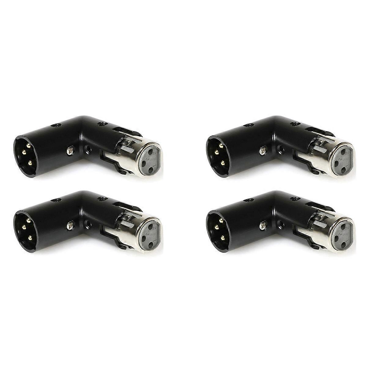 4Pcs 3Pin XLR Angle Adapter Adjustable Male to Female XLR 90 Degree Adapter 3-Pin Nickel Plating Con