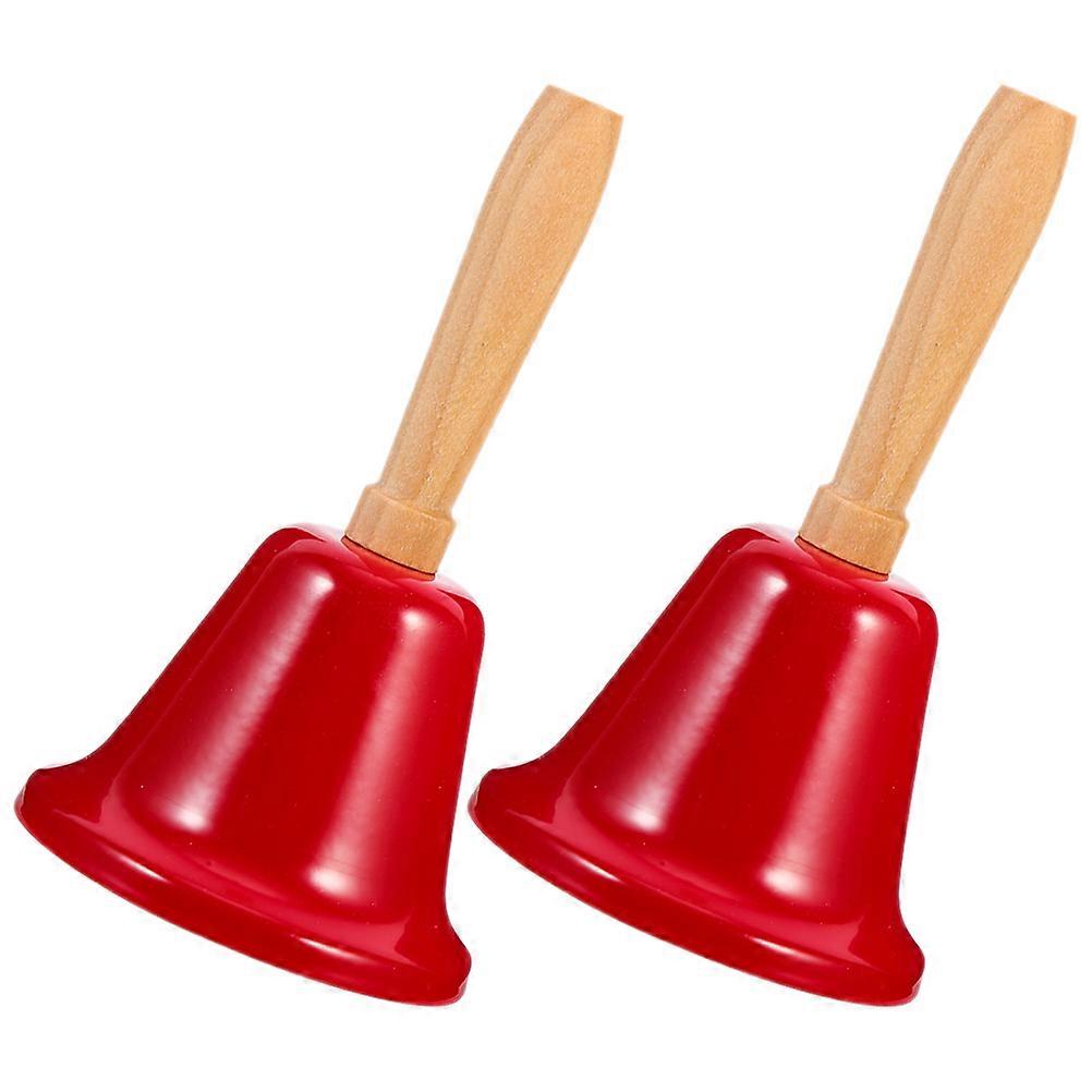 استدعاء جرس لمطعم جرس أحمر 12X6.3 سم حديد خشب بسيط أطباق كونترتوب جرس أداة خدمة مكتب 2 قطعة