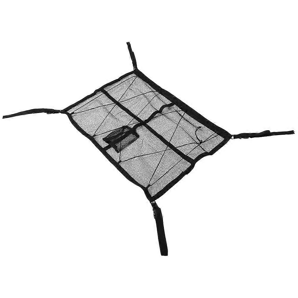 Car Cargo Net Overhead Car Storage Adjustable Hanging Tissue Box Holder Drawstring Rectangular Black 78.00X53.00X0.10CM 1Pcs