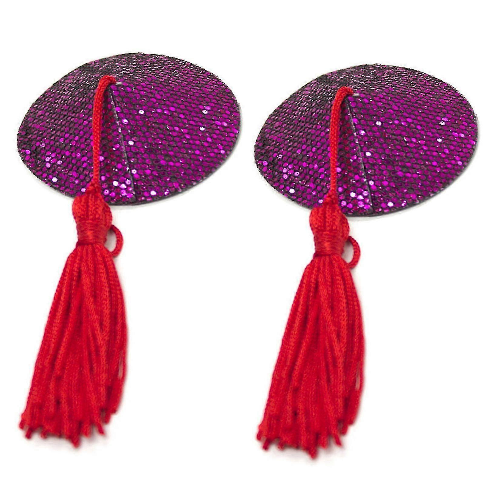 1 Pair Women Reusable Breast Pasties,Breast Bra with Sequins Tassels Self Adhesive Silicone Nipple Cover Stickers Gifts