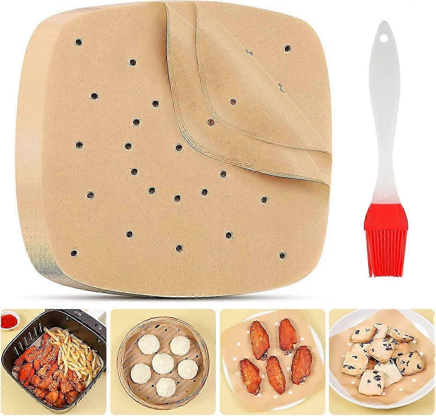 110 Pcs Air Fryer Liners Disposable - 8.5 Perforated Parchment Paper for Baking