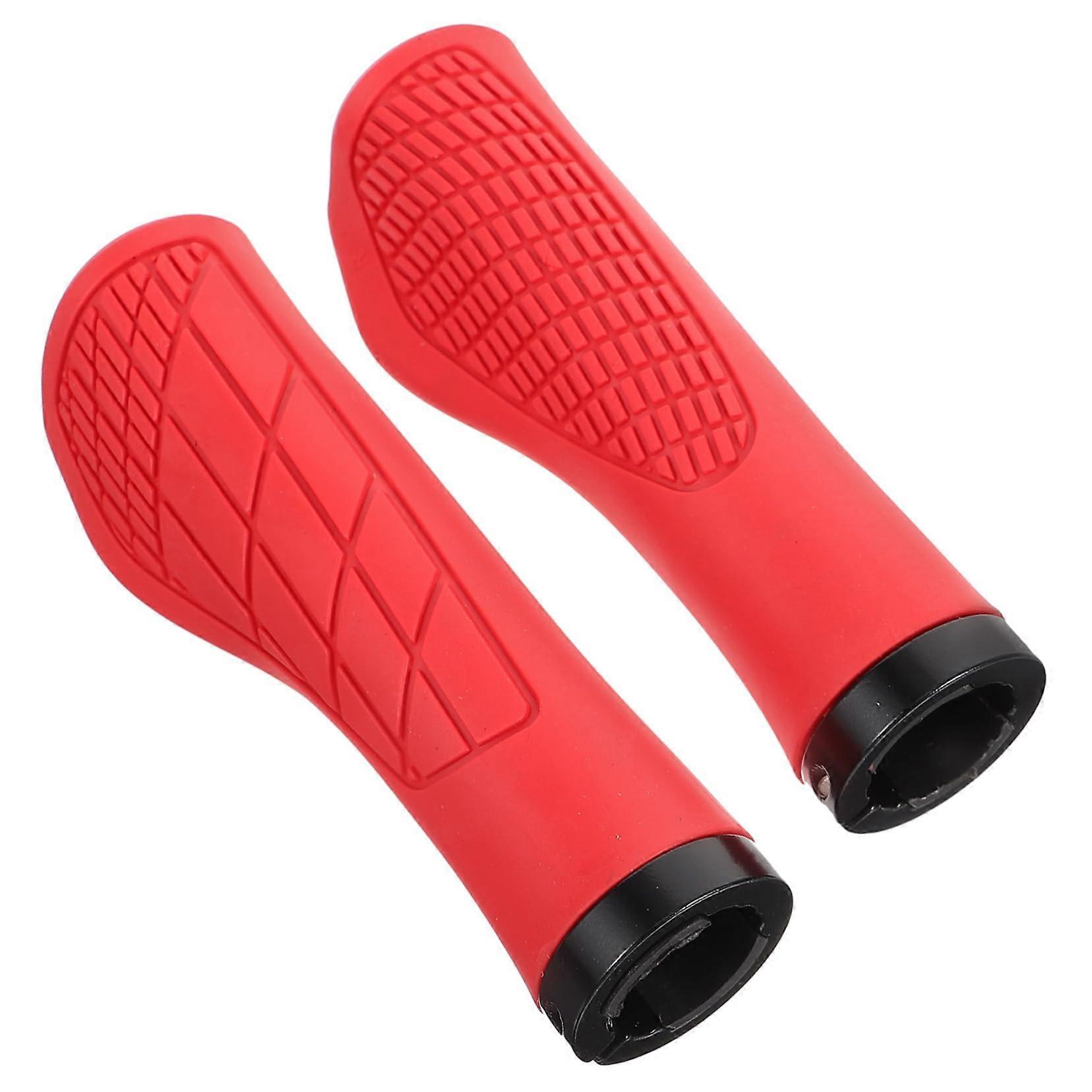 Handlebar Grips Pair Non-Slip Rubber For Mountain Bikes Ergonomic Shock-Absorbing Sweat-Absorbing Safe Riding