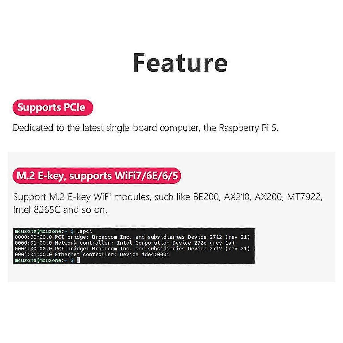 5 PCIE auf M.2 E-Key WiFi7 Modul + Gehäuse BE200 Kompatibel mit bestimmten Marken, WiF6E AX210, AX200 Adapter Board
