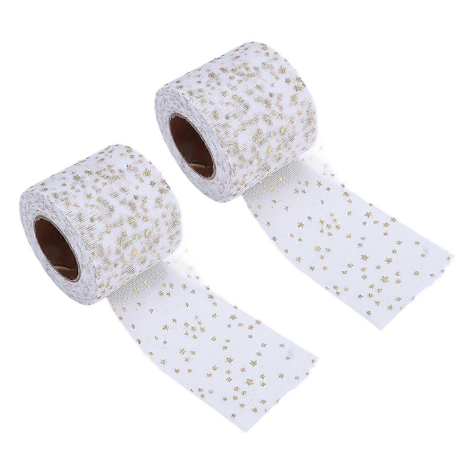 2Pcs Glitter Tulle Rolls Shiny Appearance Easy Use Sufficient Quantity Four Colors Netting Fabric for DIY Decor