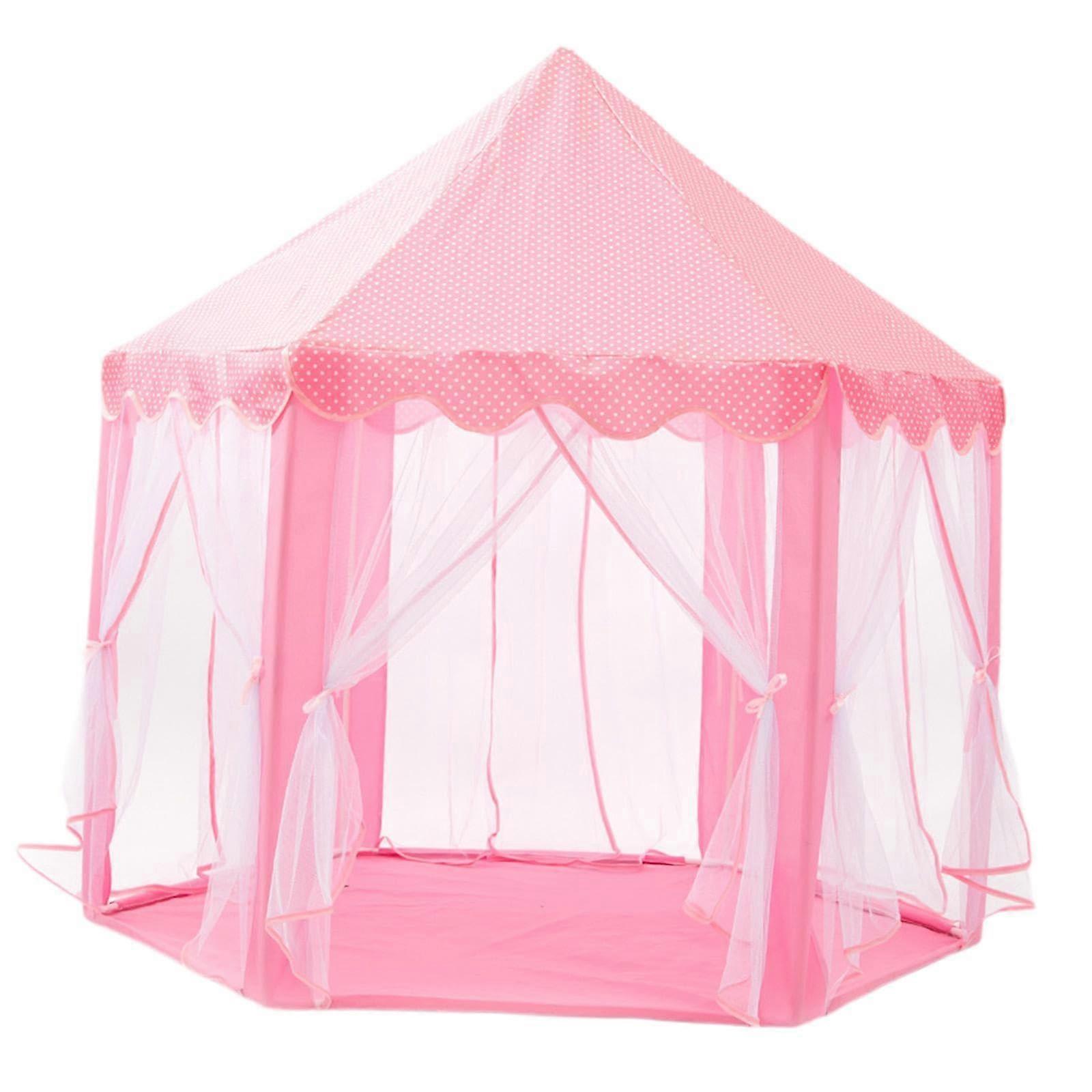 Princess Castle Play Tent, Hexagonal Playhouse Tent, Easy to Install Foldable Tent Toy for Parties, Home Decoration, Pink