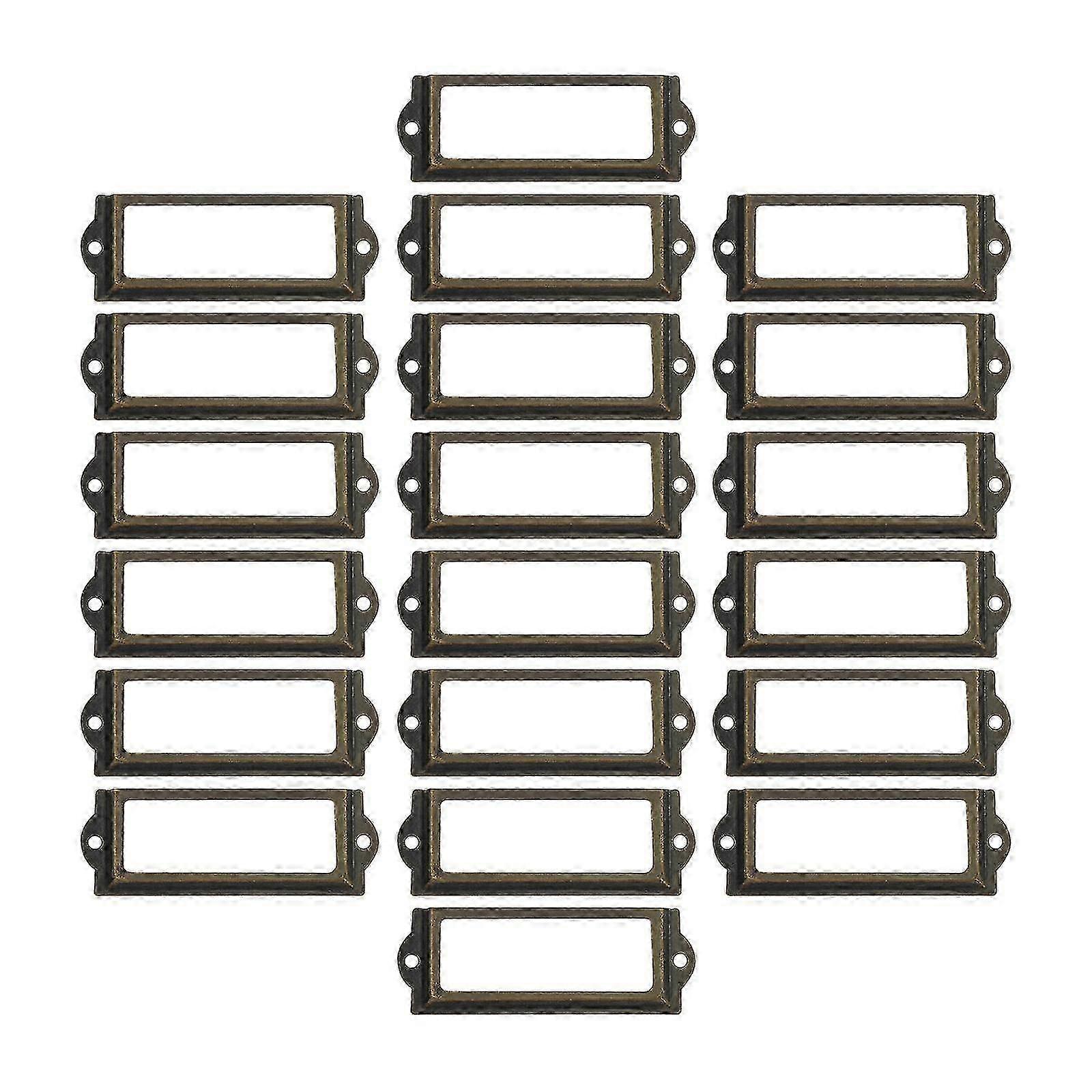 20x File Label Holder Metal Frame Drawer Tag for Cupboard Drawer Box Bronze