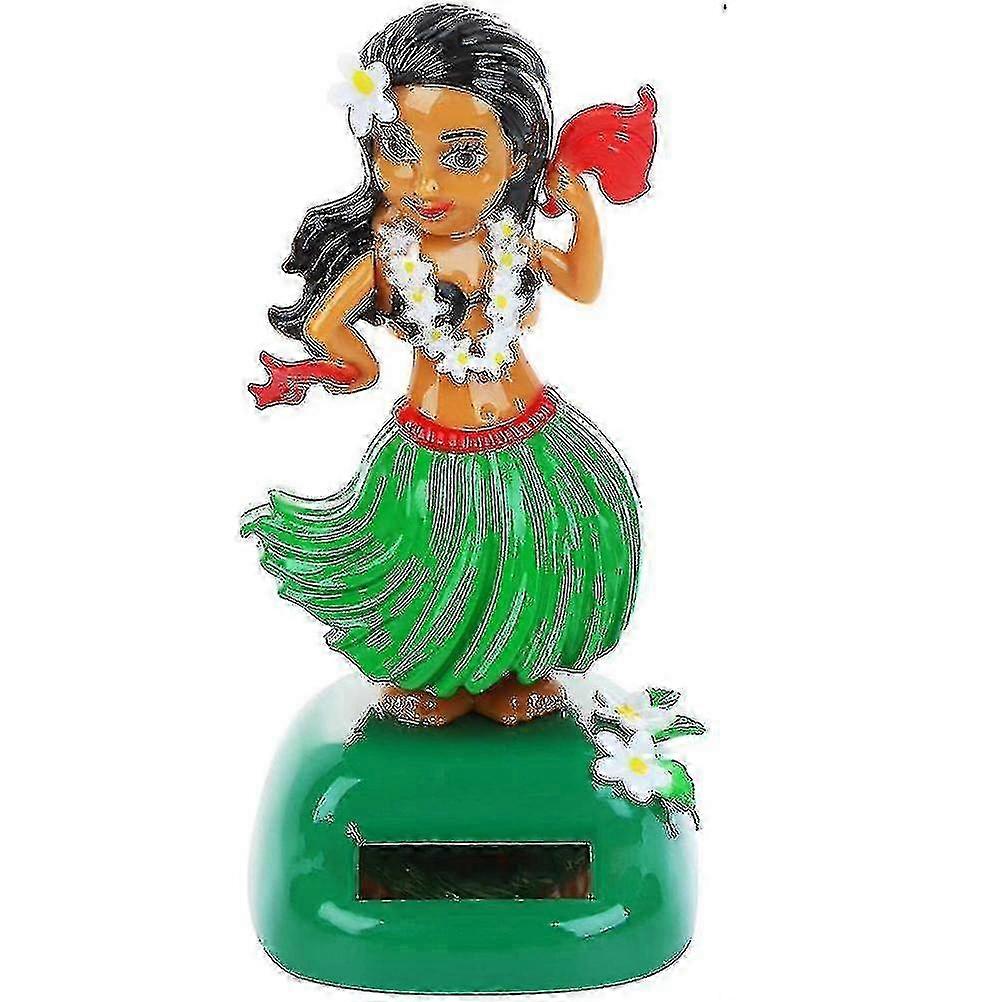 Solar Hawaiian Dance Figure Car Dashboard Toy with Solar Panel Shaking Head Doll for Home and Family Decor