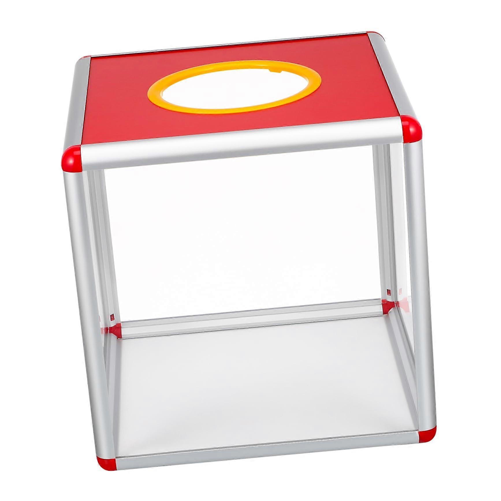 Transparent Donation Box for Charity Events 25cm Square Suggestion Box in Red Ideal for Raffles, Sweepstakes, and Fundraising Campaigns
