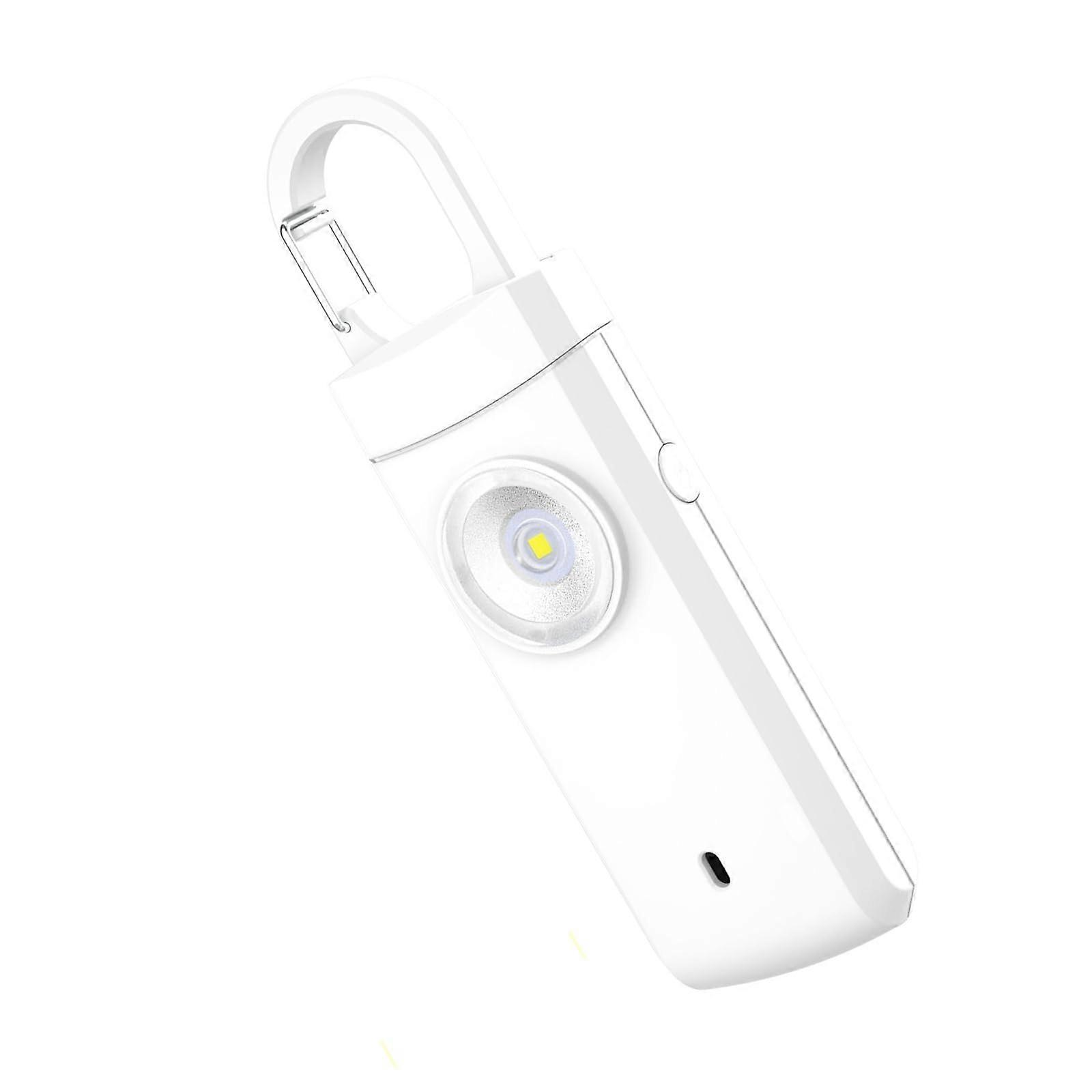 Alarm Keychains 140 Alarm for Women with Strobe Light and Battery Notification White