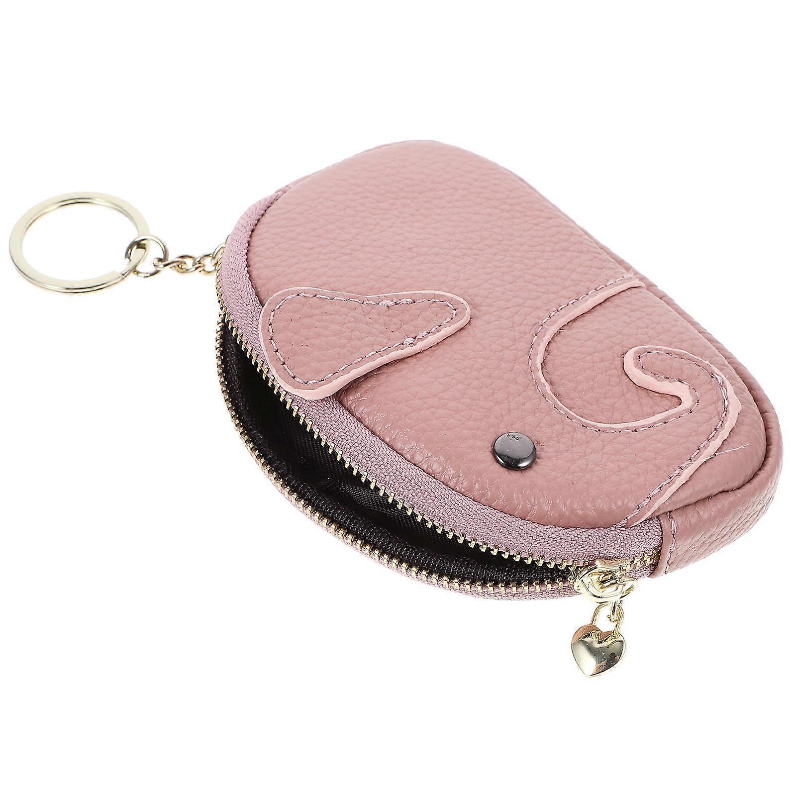 Cartoon Storage Pouch Violet Leather Keychain Wallet Portable For Beach Party 1Pack