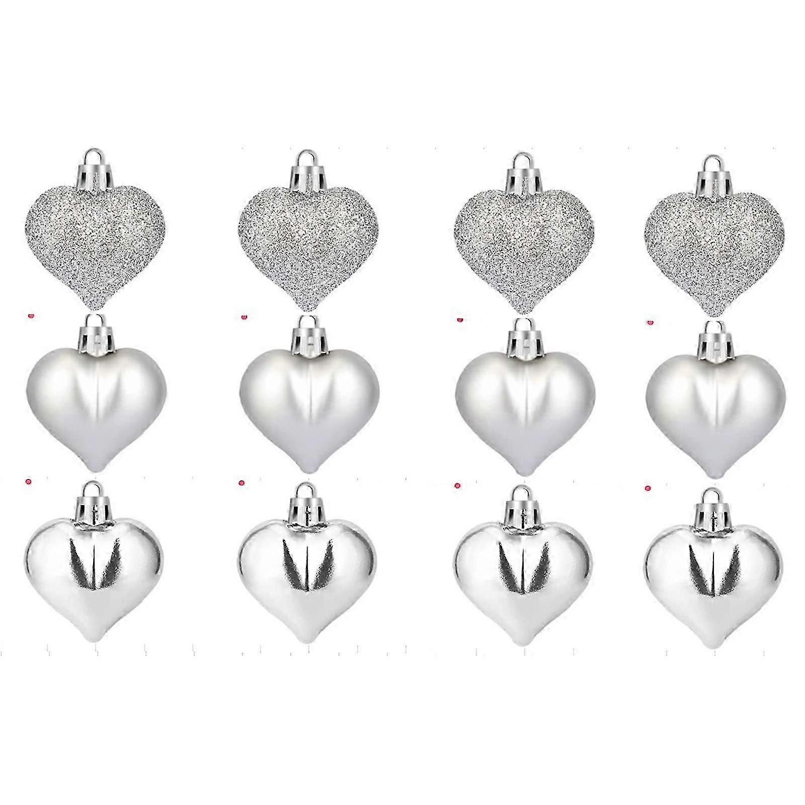 ツリーのためのバレンタインデーハートオーナメント、12pcsバレンタインツリーデコレーションバレンタインオーナメント