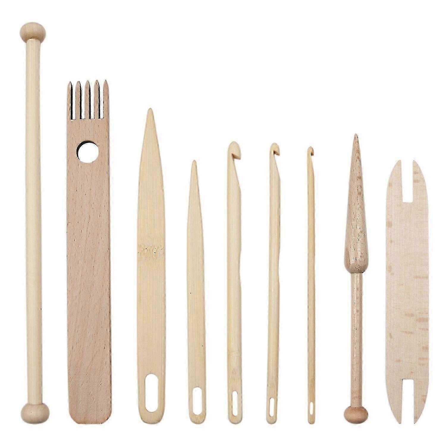 9 Pcs Weaving Tools Hand Loom Stick Set Crochet Stick Weaving Accessories Diy