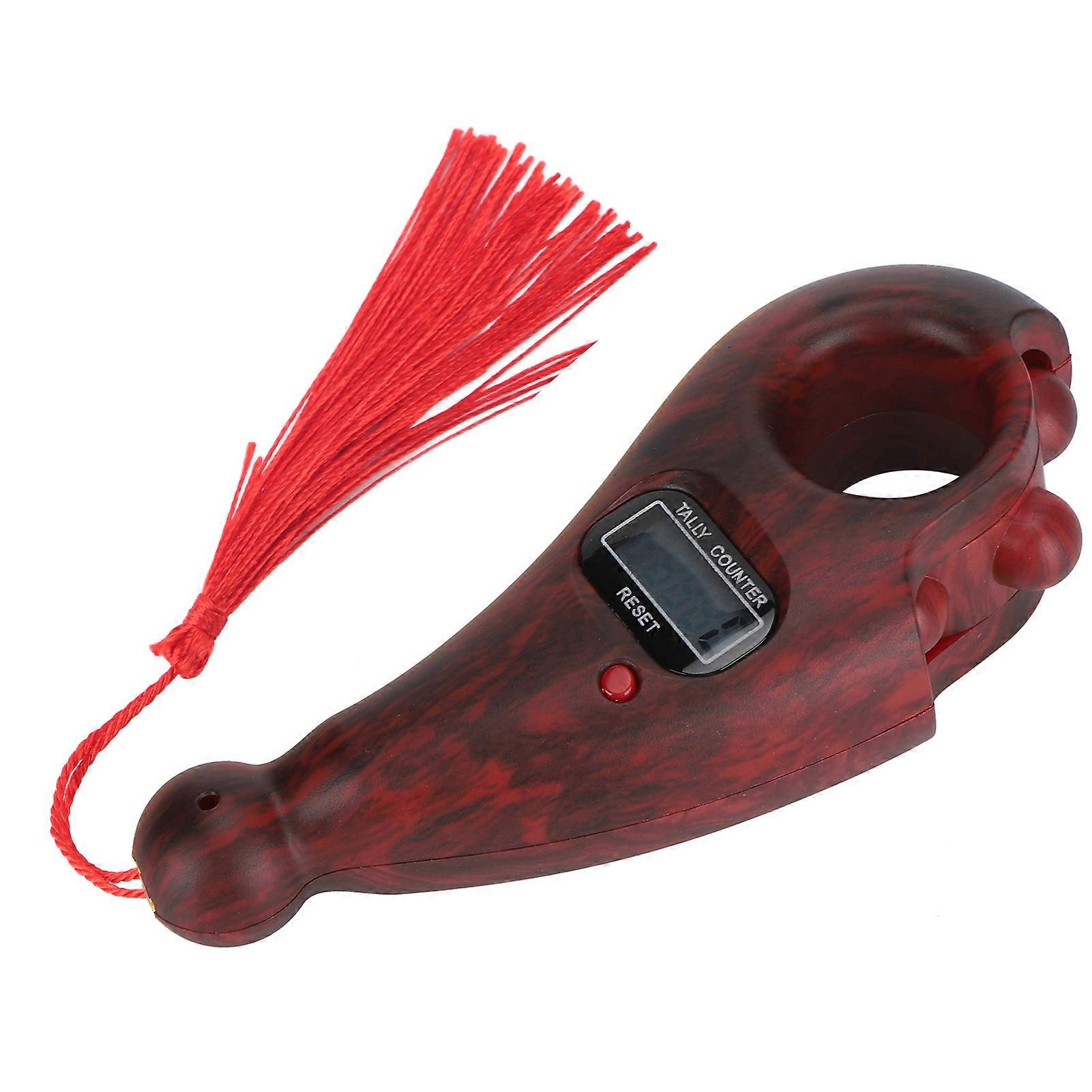 Wood Grain Digital Beads Counter Handheld Finger Beads Counter for Buddhist Meditation