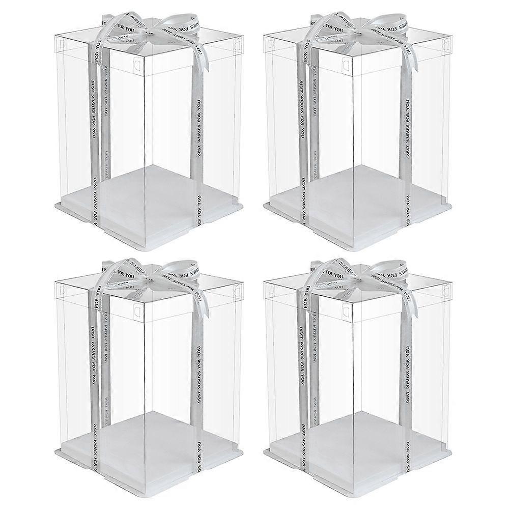 4 Pcs Transparent Cake Boxes Plastic Cake Carrier Birthday Cake Packing Container