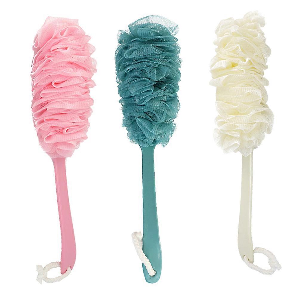 Shower Back Scrubber Men Beige Pe Material Blood Circulation Stimulation 3Pcs