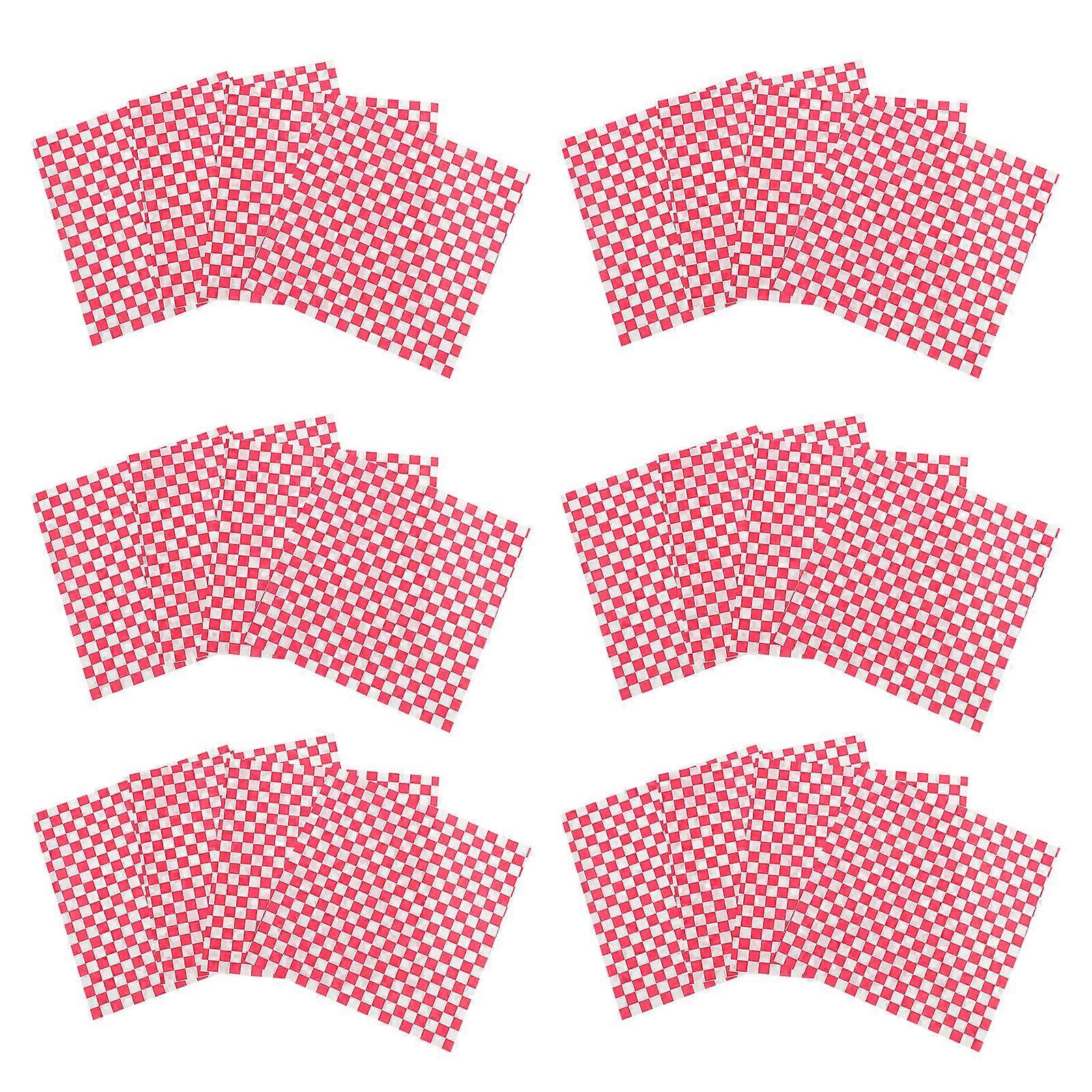 50 Sheets Multi Function Greaseproof Food Wrap Paper, Non Stick Oil Resistant Baking Liners with Checkered Design for Sandwiches, Fried Foods, French