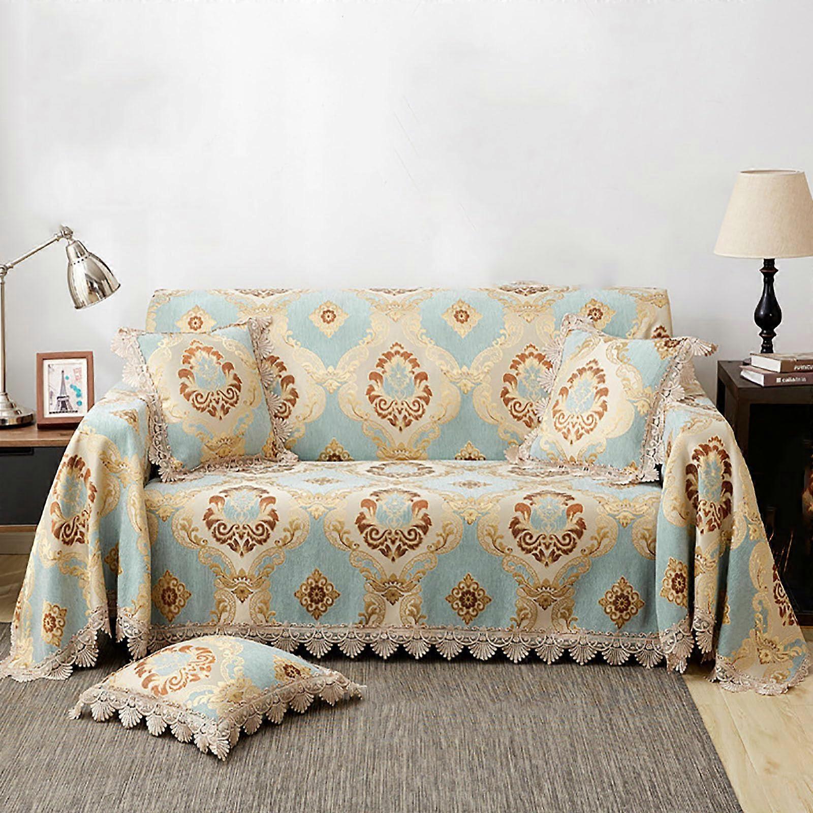 Lshaped sofa protector Large couch cover Decorative sofa slipcover Light Blue 71x102in
