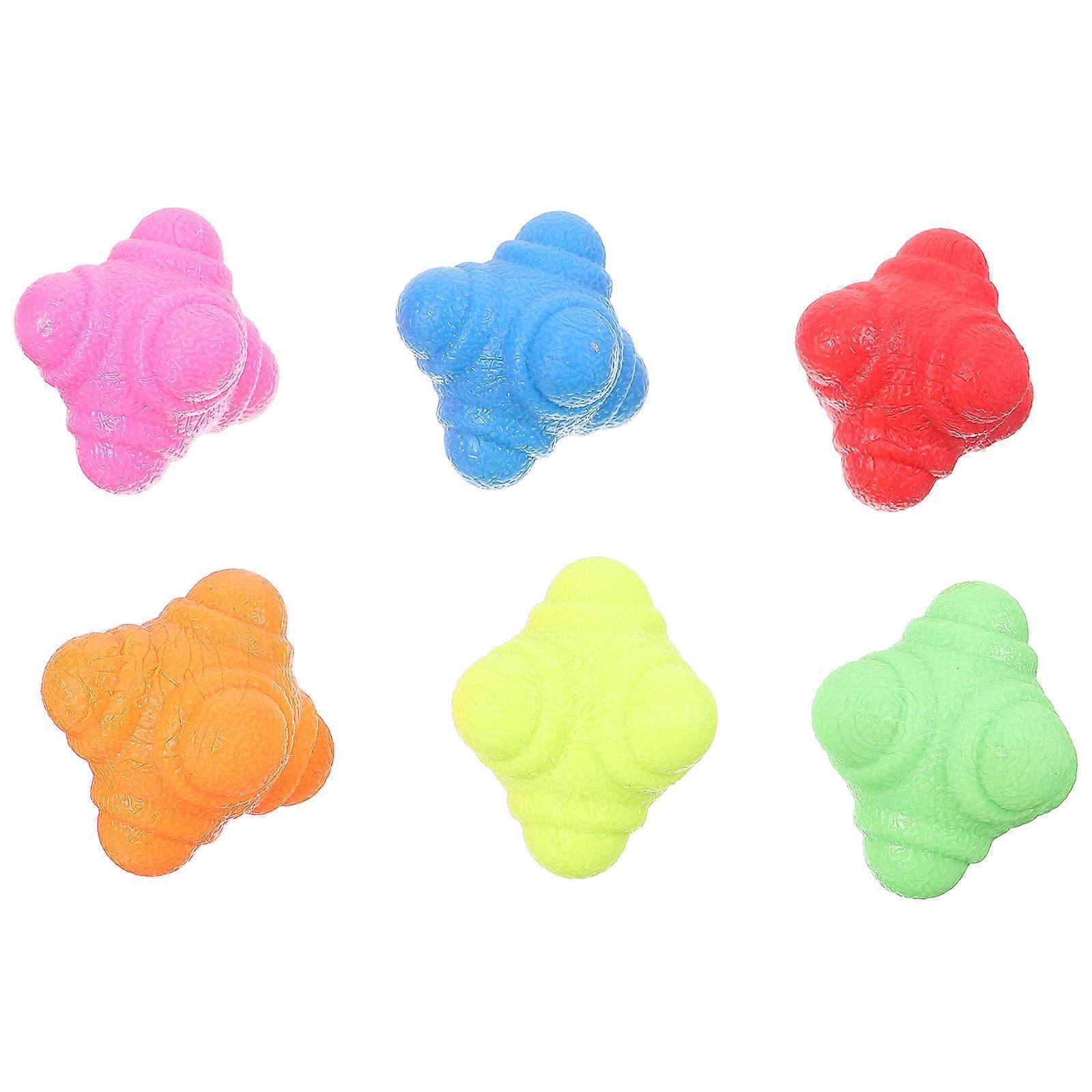6pcs Hexagonal Agility Balls for Fitness Training Durable TPR Reaction Balls for Hand Eye Coordination, Mixed Bright Colors