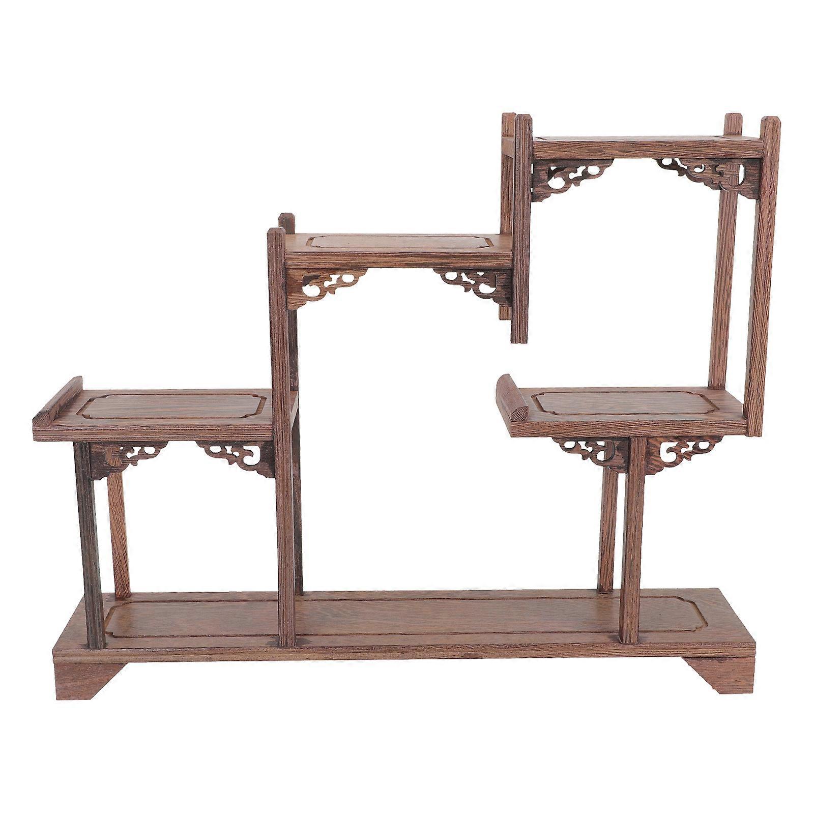 Antique Display Stand Brown Synthetic Material Home Decor Curio Display Rack for Home Use 23.5in