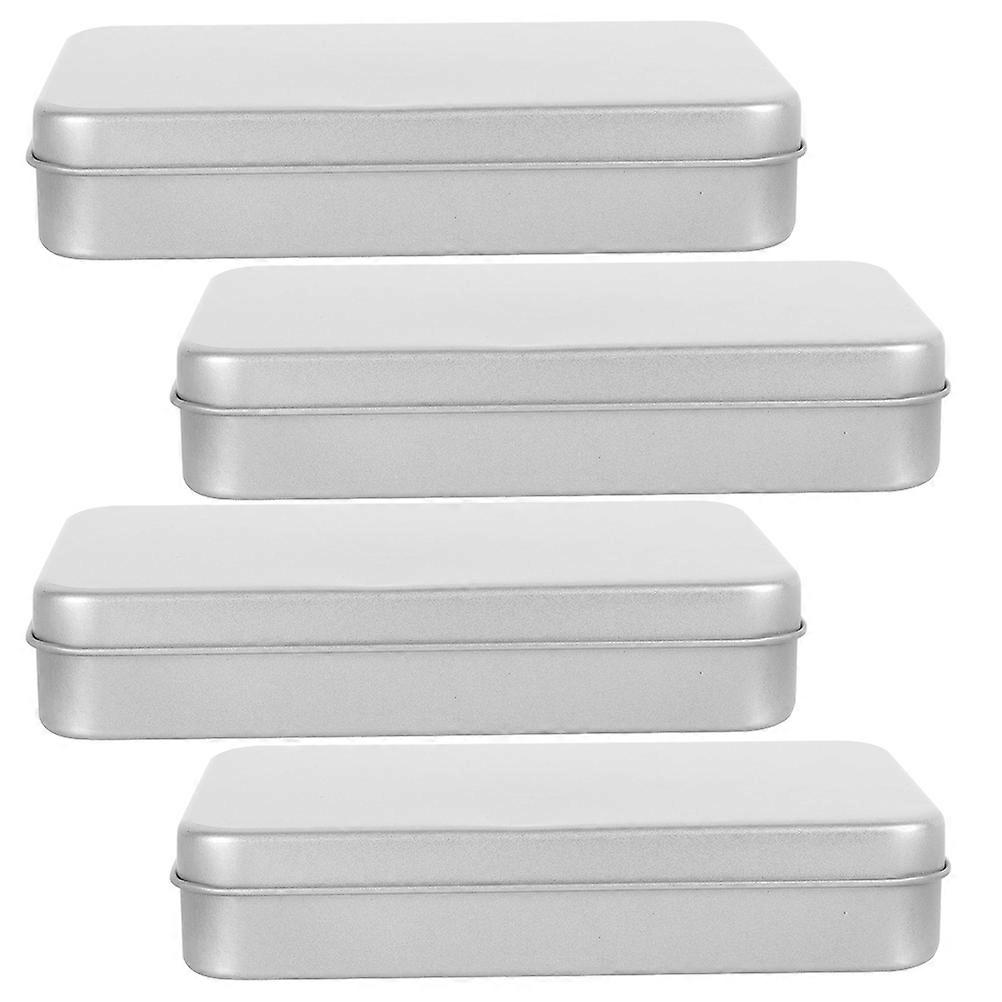 4Pcs Metal Tin Box Empty Rectangular Storage Organizer Tins with Lid for Crafts