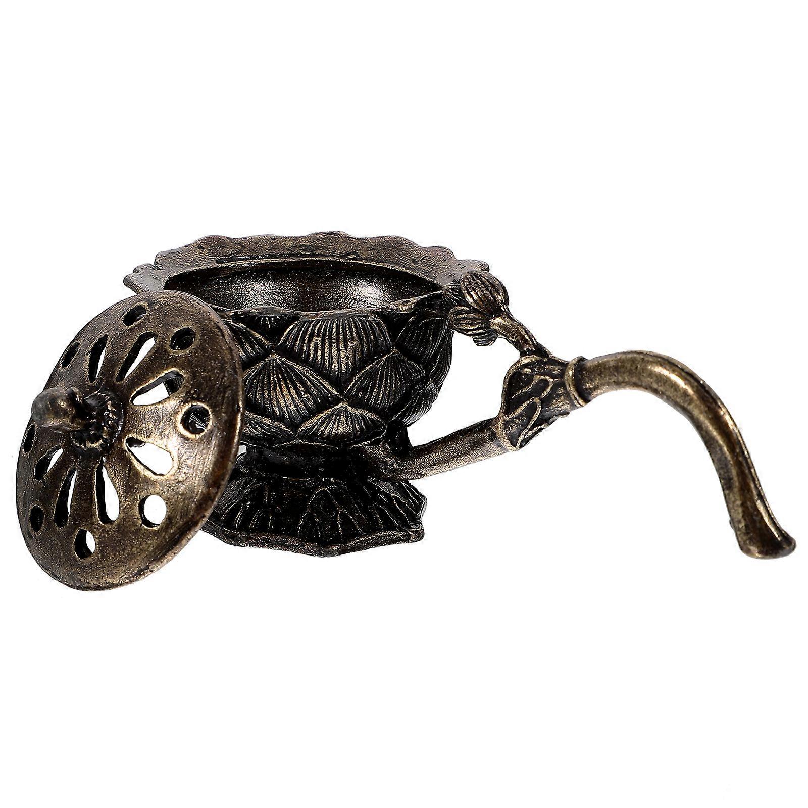 Metal Aromatherapy Holder Wear-Resistant Fragrance Diffuser Home Scent Diffuser Zinc Alloy Ancient Bronze Style Incense Burning 3.7×2×1.8in 1Set