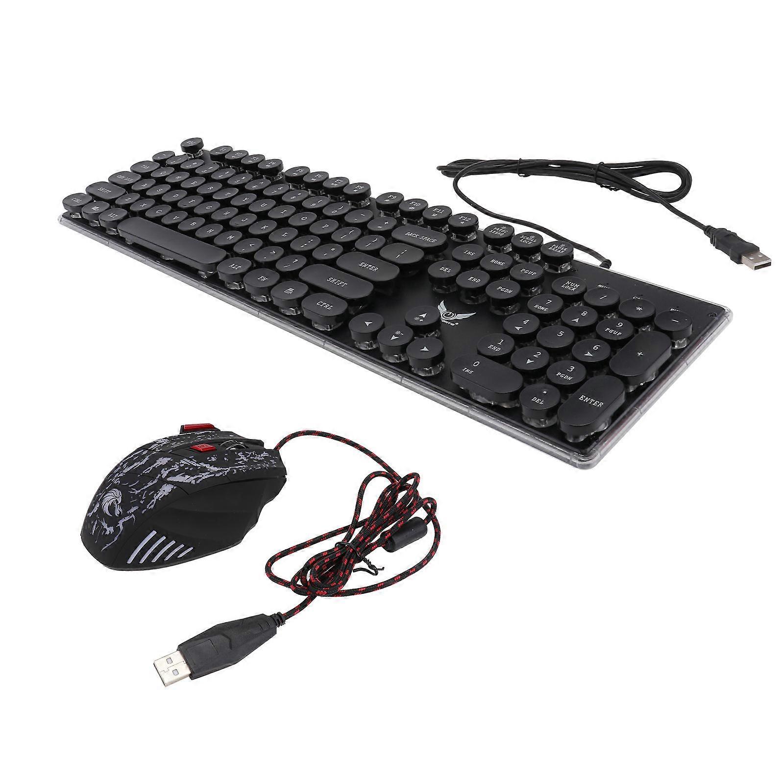Ergonomic Keyboard Mousecombo Gaming Set Cool Rainbow Led Backlit Durable Key Press Life Up To 5 Million Times For General Users 2Pcs