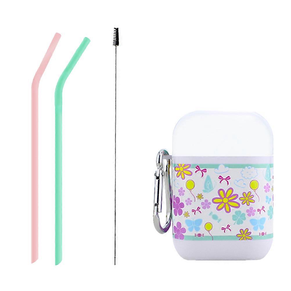 Foldable Reusable Silicone Straws For Home Office Party Use Curved Simple Design 8x5x3cm 1Set
