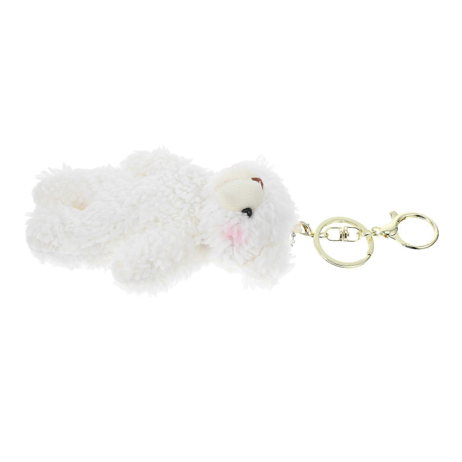 Cute Plush Bear Keychain with Heart Shaped Blush White Color for Home Decor and Bag Accessory 2.5 inches