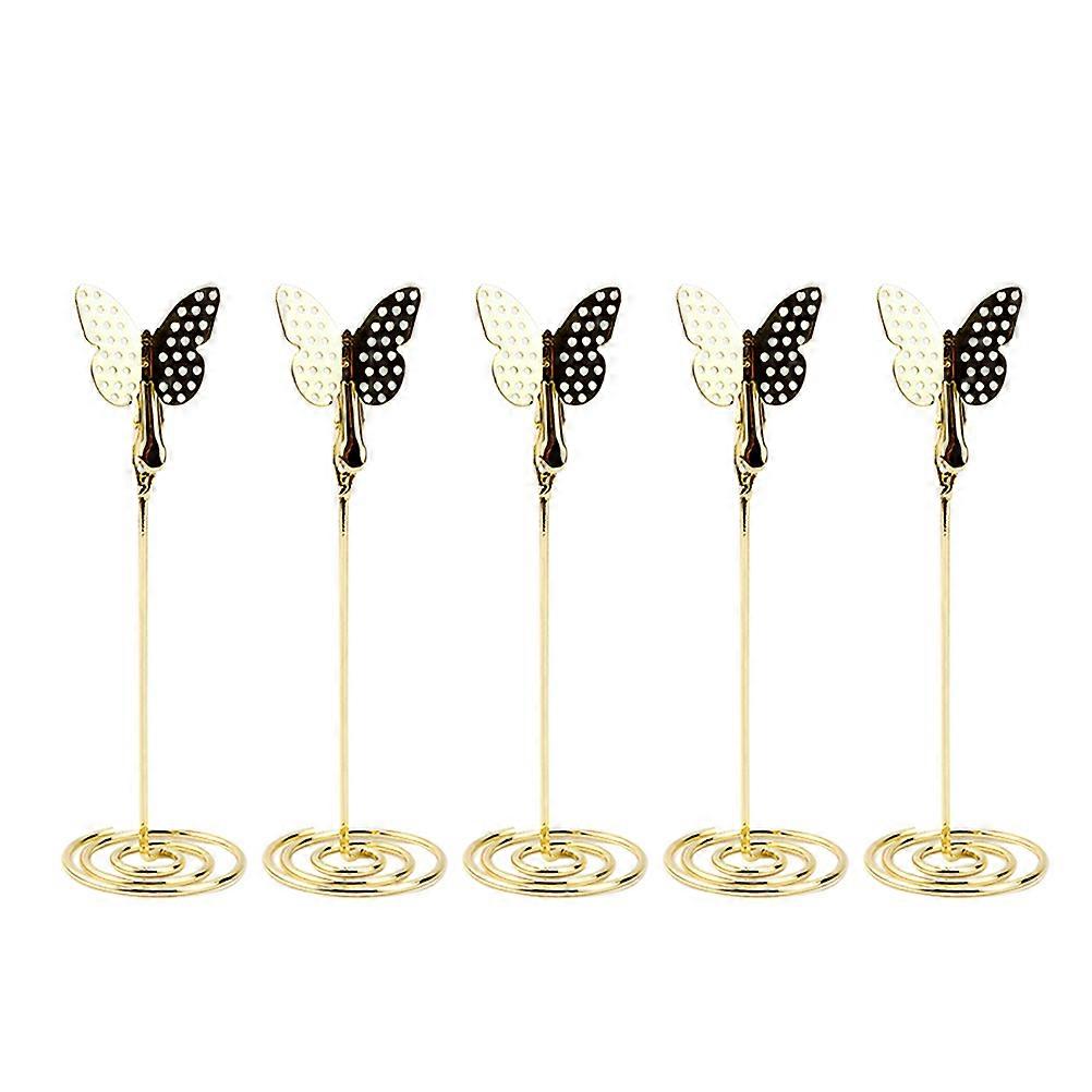 5 Pcs Golden Photo Clips Metal Table Number Holders Desktop Name Place Holders Menu Memo Clips for Wedding Banquet