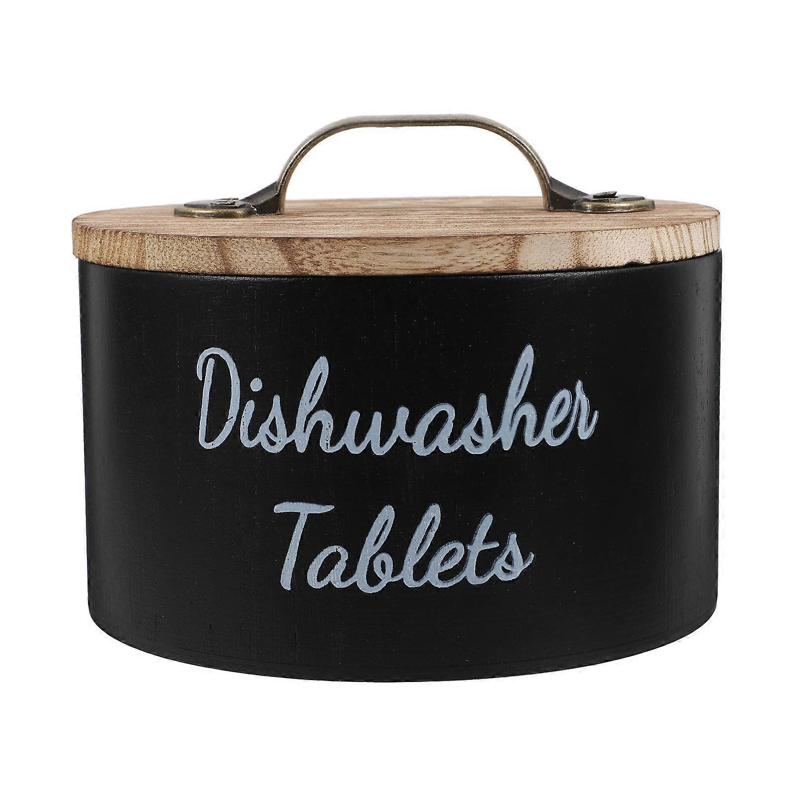 Black Wooden Laundry Pod Dispenser with Airtight Lid Stylish Storage Container for Home Use 8.5x8.5x8.5 Inches