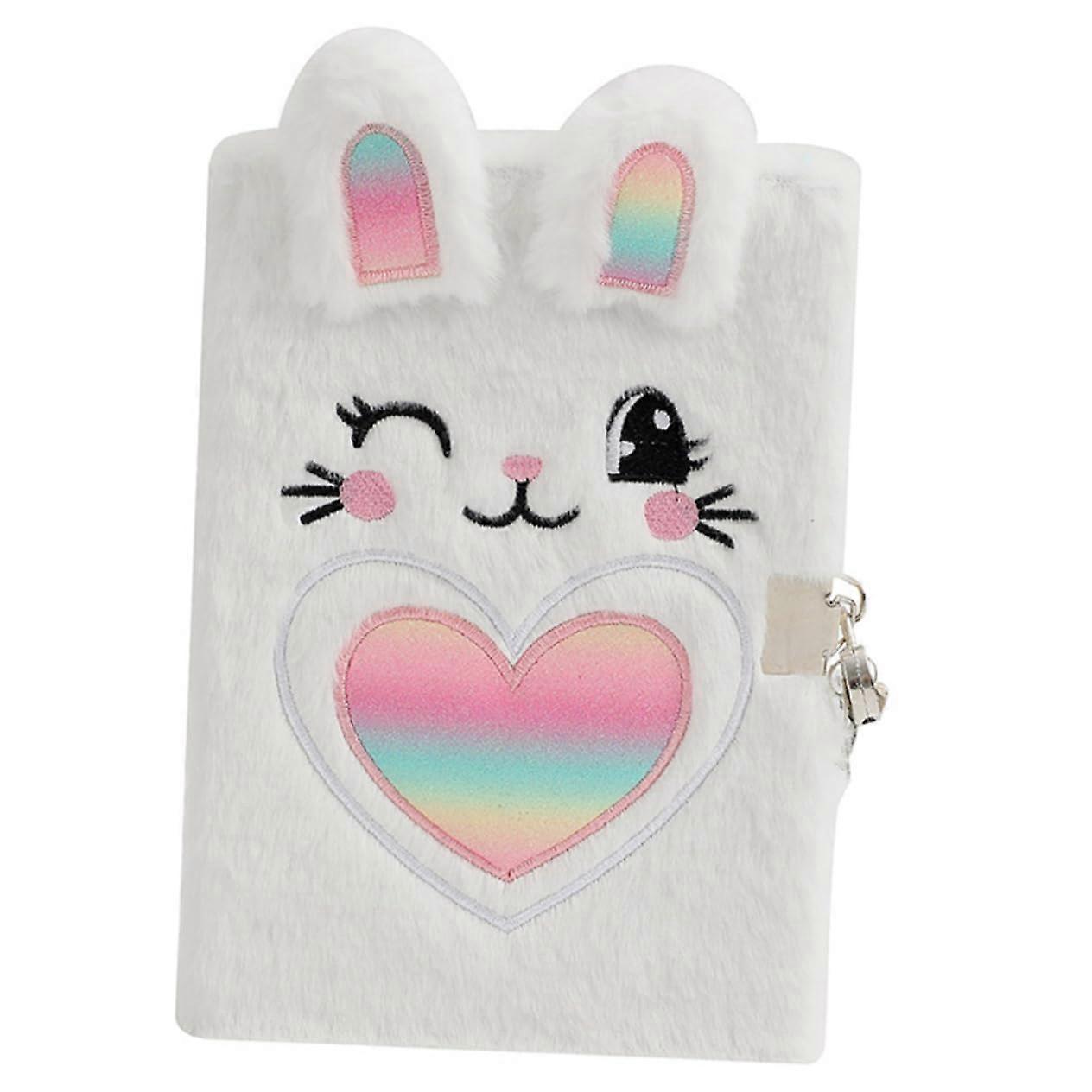 Plush Notebook with Lock Fluffy Cartoon Diary for Students Lightweight A5 Notebook for Girls Creative Notes and Drawings