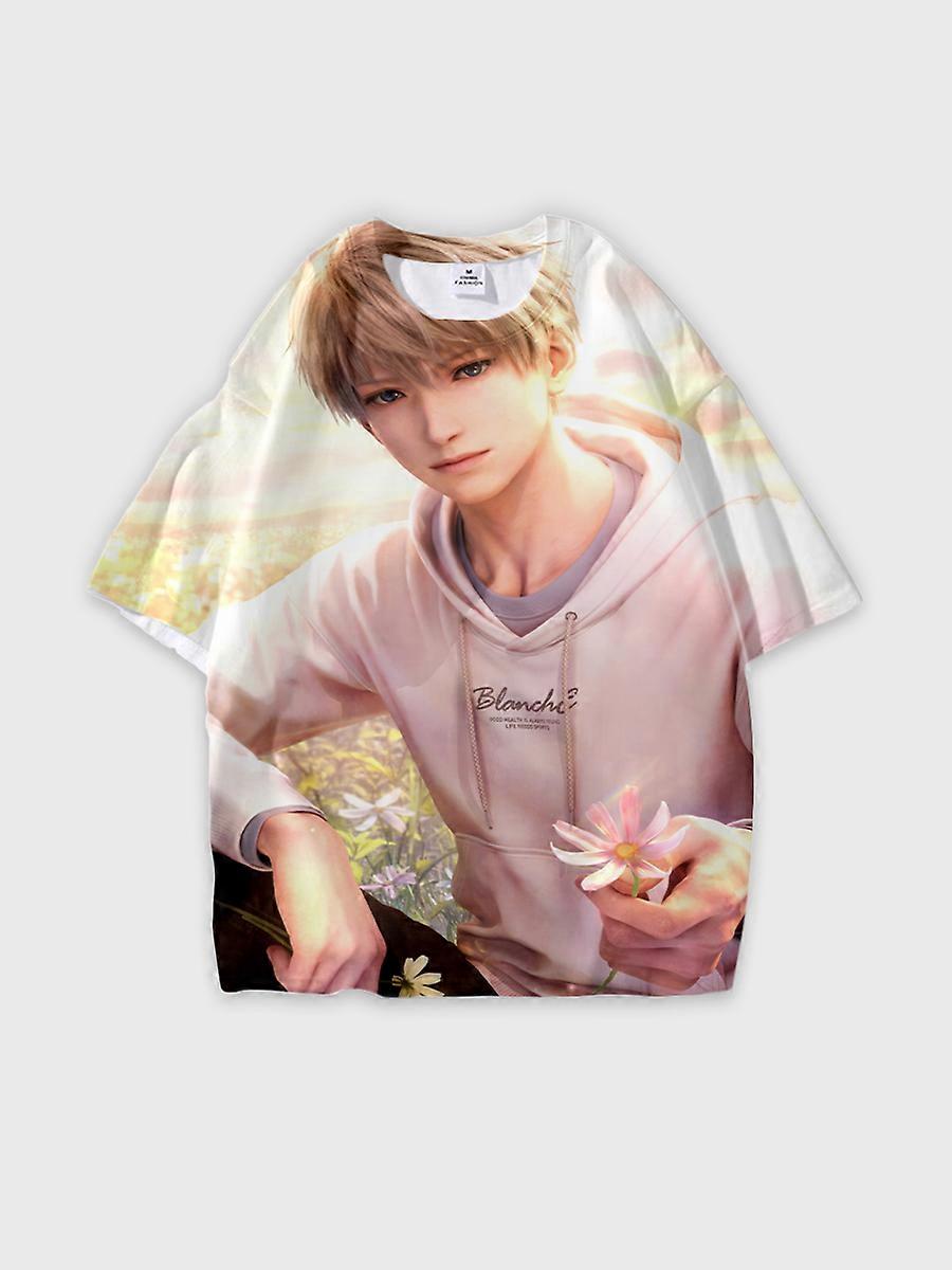 T-shirt round neck Role Pattern loose short sleeve E2896