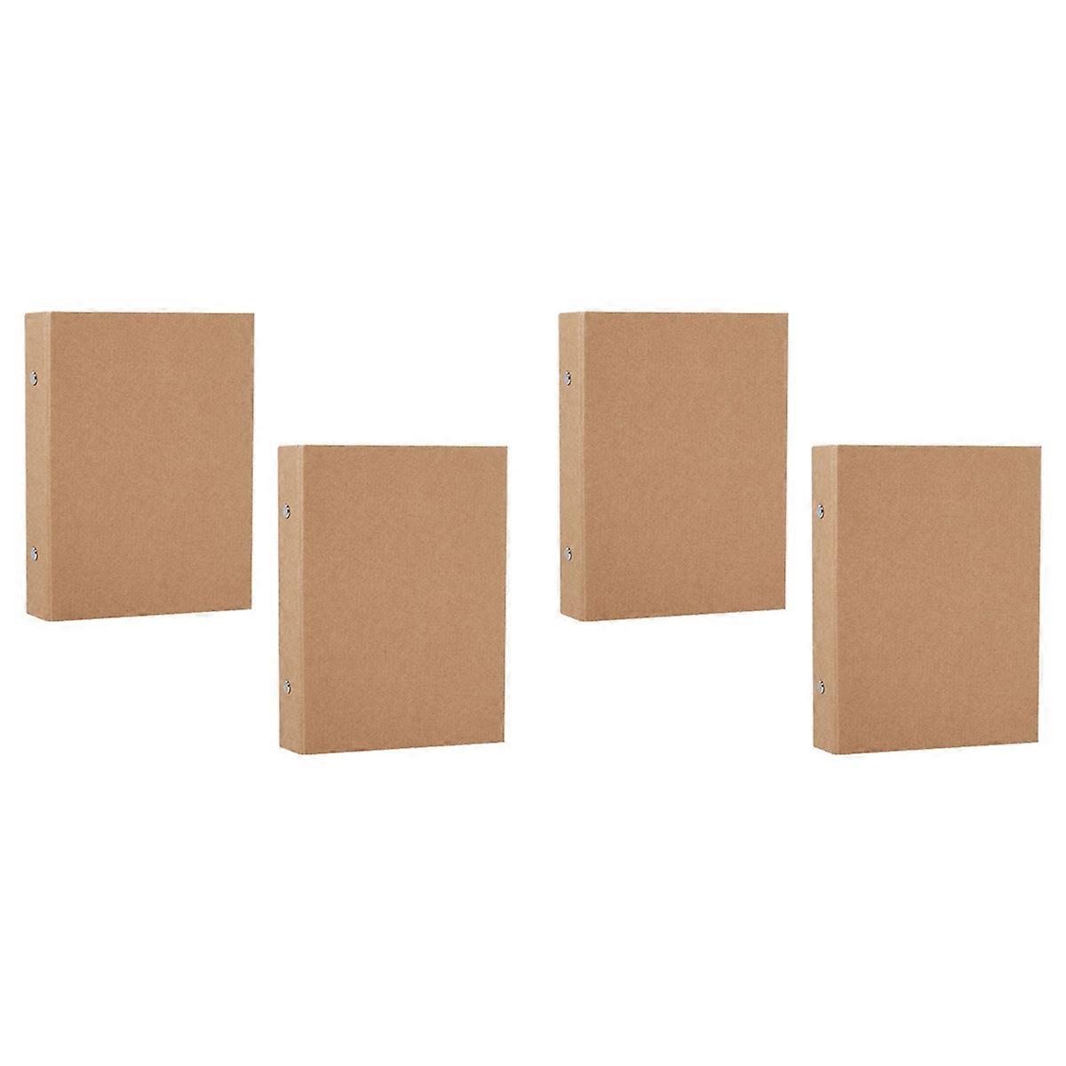 4Pcs A5 Refillable Ring Binder,A5 Kraft Paper Binder Tray with 2 Rings to Add Loose Sheets,A5 Kraft