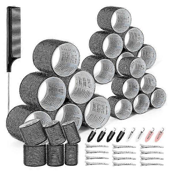 43 יחידות גלילי שיער עם קליפסים מסלסל שיער עם 3 גדלים, רולר שיער ג'מבו עם 12 Duckbill